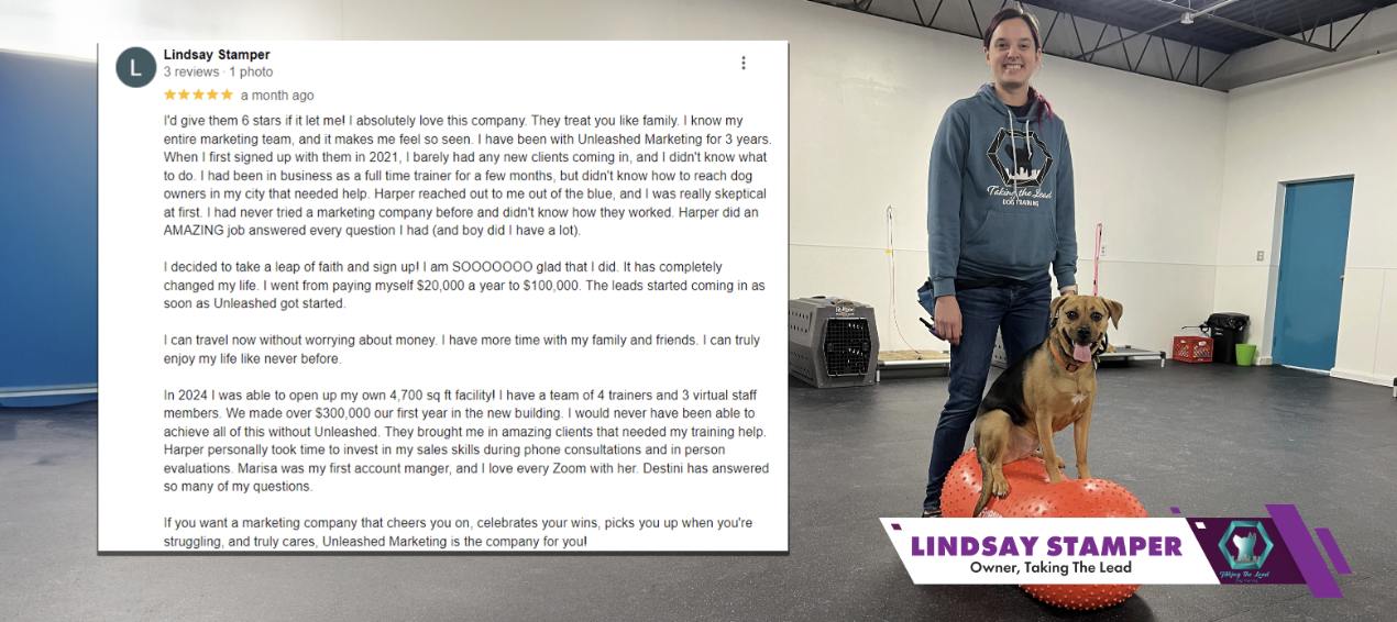 Five-star Google review from Lindsay Stamper praising Unleashed Consulting
