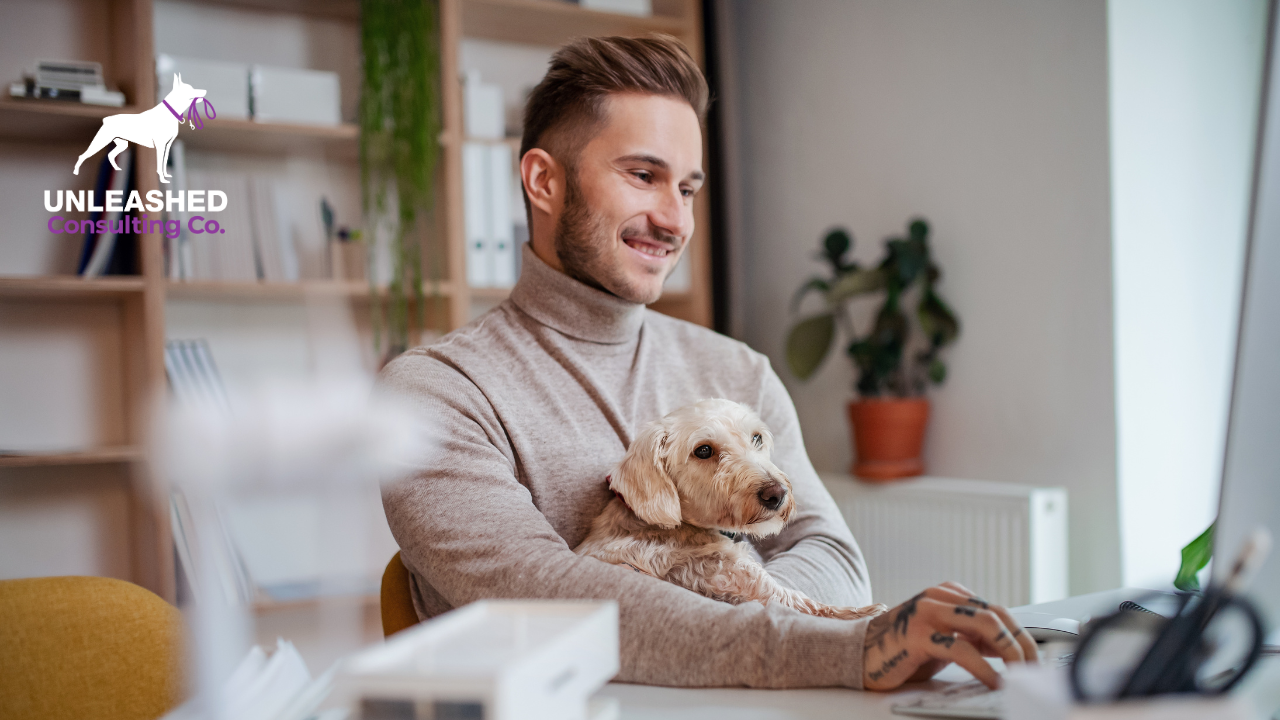 A heartwarming photo of a dog and owner bonding during a training session, representing content focused on the human-animal connection